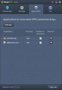 Application killer Cactus VPN
