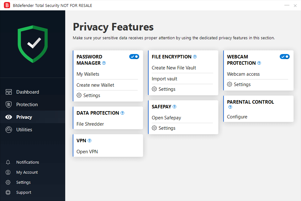 privacy scherm bitdefender