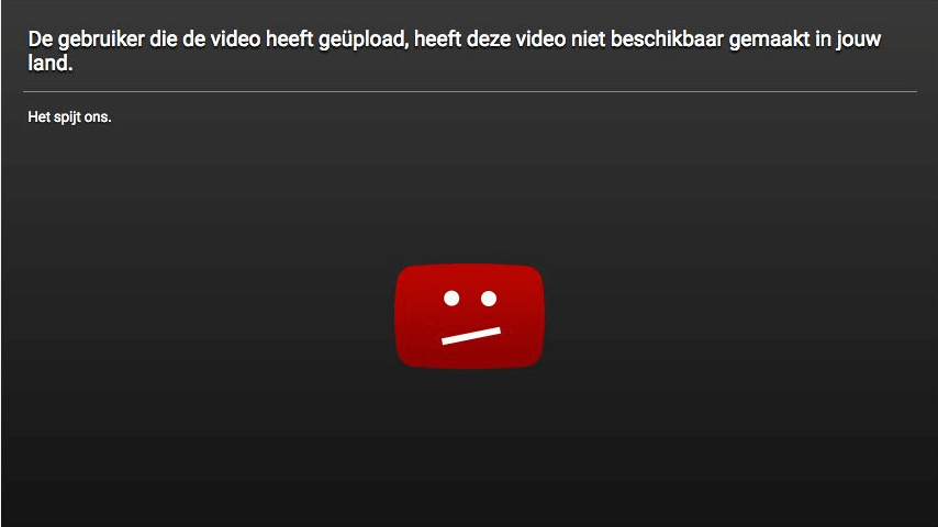 Youtube, video is niet beschikbaar in jouw land