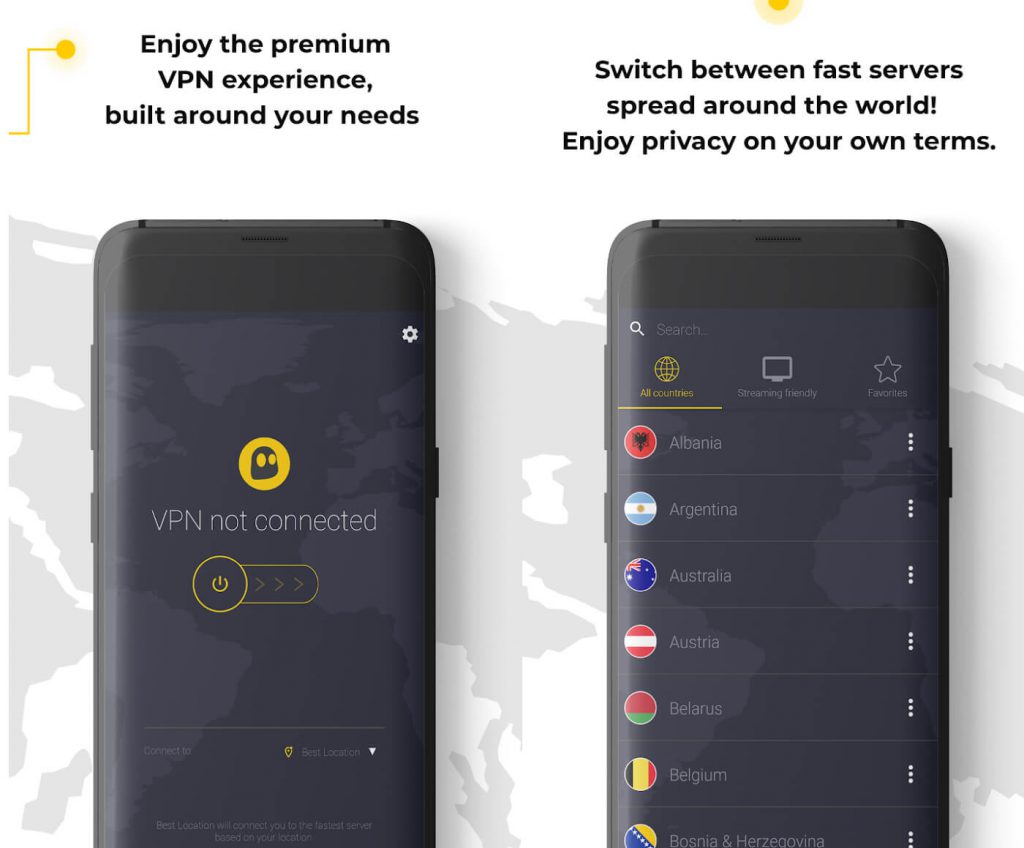 CyberGhost VPN Android interface