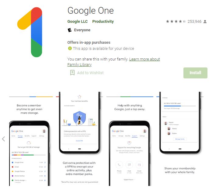 Google One playstore downloaden