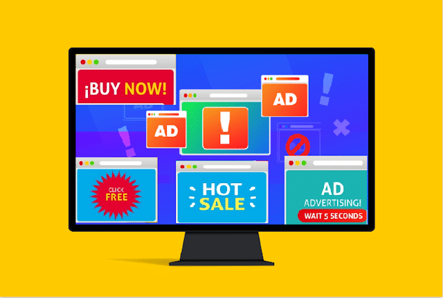 Adware scherm met advertenties