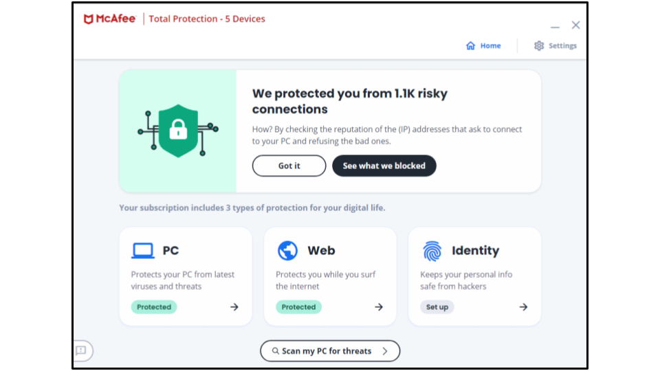 McAfee total protection tegen adware
